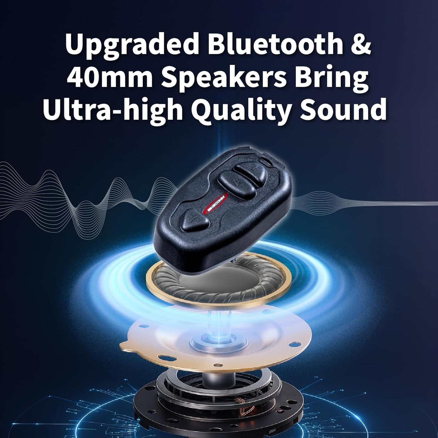 Salut Motorcycle Bluetooth Intercom Headset - Helmet Communication System, Waterproof Speaker, Voice Comm Earbuds, Helmet Headphone, Noise Cancellation(Duo Black)