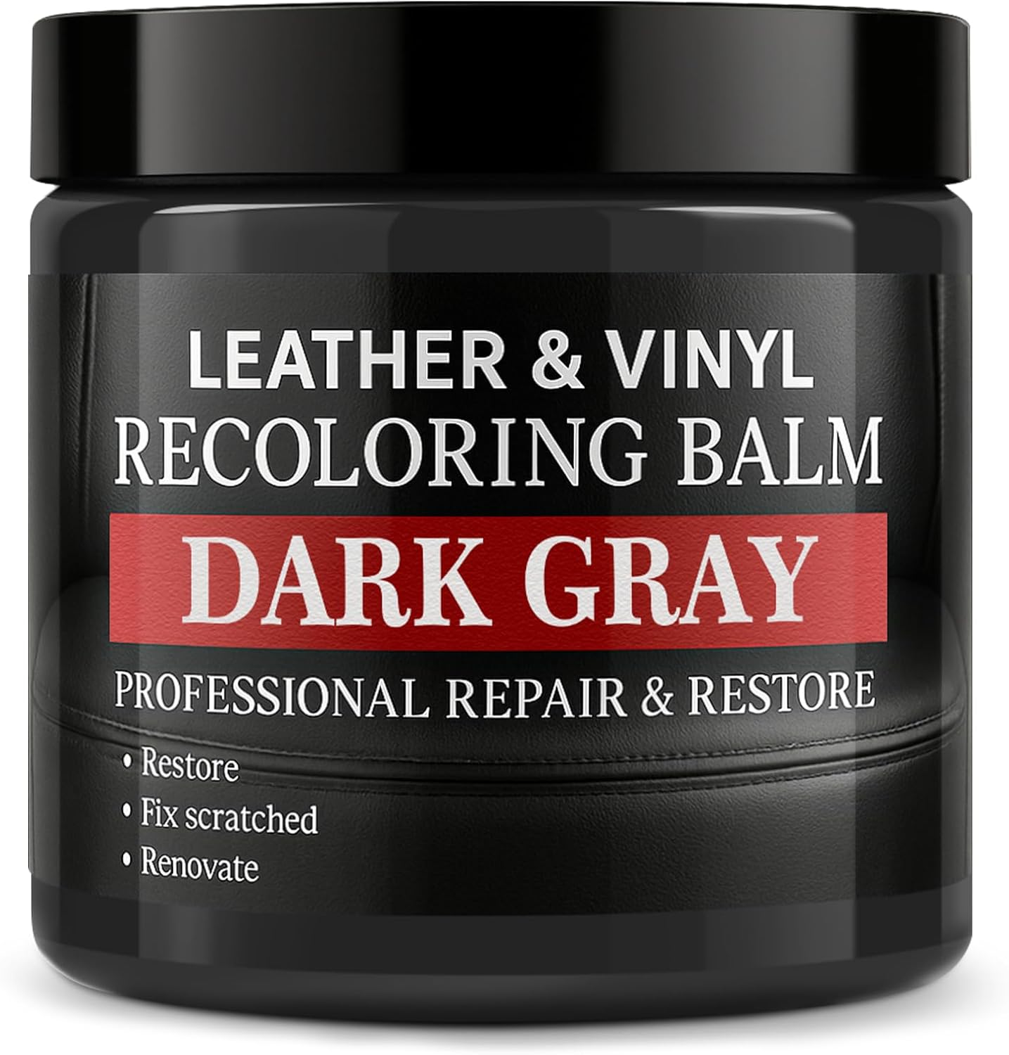 Leather Color Restorer, Leather Recoloring Balm, Scratch Remover, Leather Dye, Leather Paint, Leather Repair Kit for Furniture Couches Car Seats Shoes Bags, Dark Gray