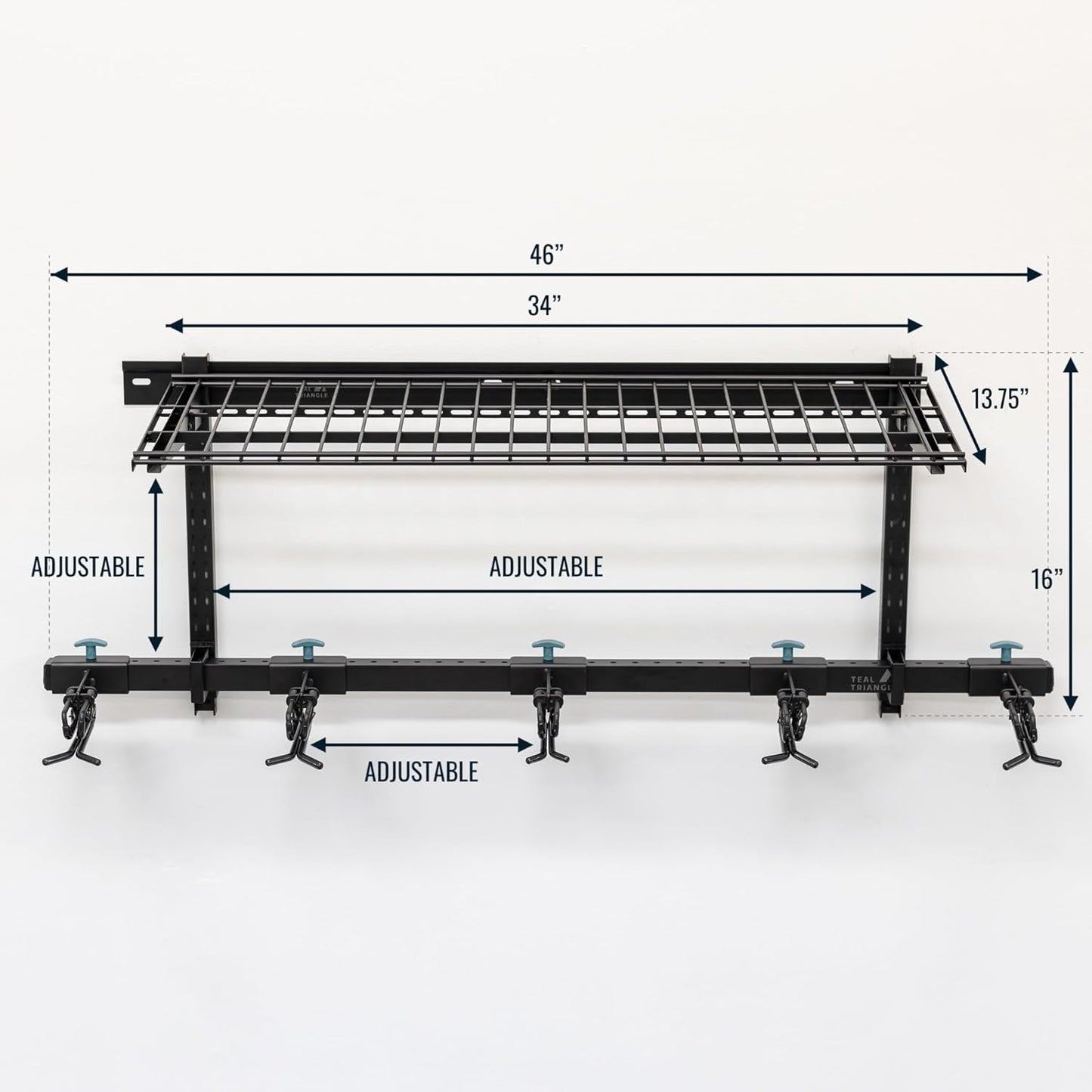 StoreYourBoard Lone Peak Ski Storage Rack and Wall Shelf, Holds 5 Pairs of Skis and Poles, Supports 300 lbs, 46 in x 13.75 in x 16 in