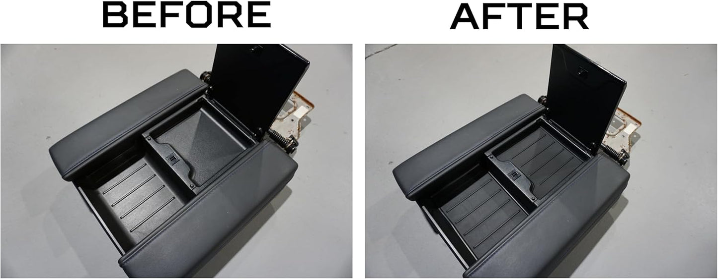 AJT DESIGN Center Console Organizer Tray Liner Compatible with 2022+ Toyota Tundra Platinum, 1794, TRD PRO, Capstone | Fits 2023+ Sequoia | Anti-Slip Mat for Car Console Organizer Tray | 2-Piece Black