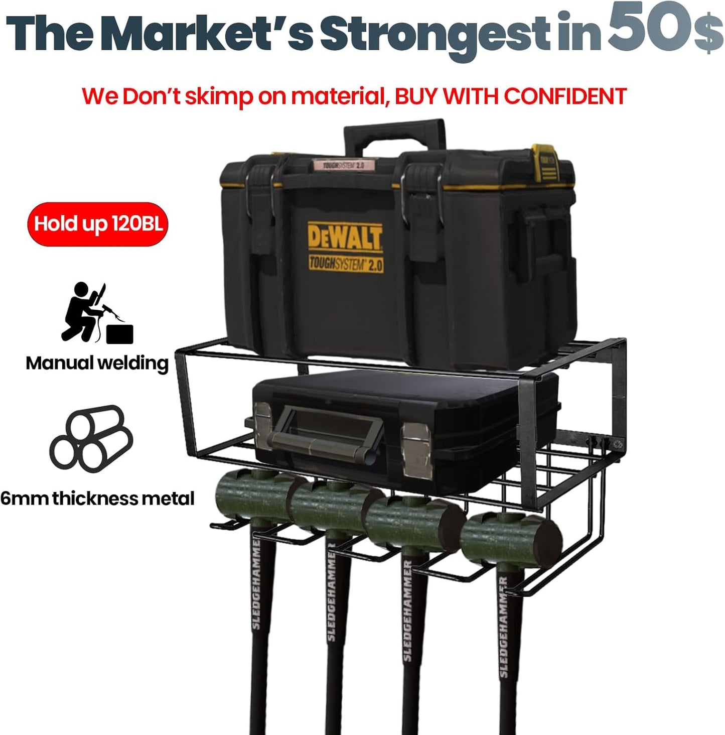 Power Tool Organizer, 120LB Bearing Assemble-free Wall Mount Cordless Drill Holder Utility Racks Storage For Dewalt Milwaukee Christmas Fathers Gifts Husband Garage Workshop On Clearance