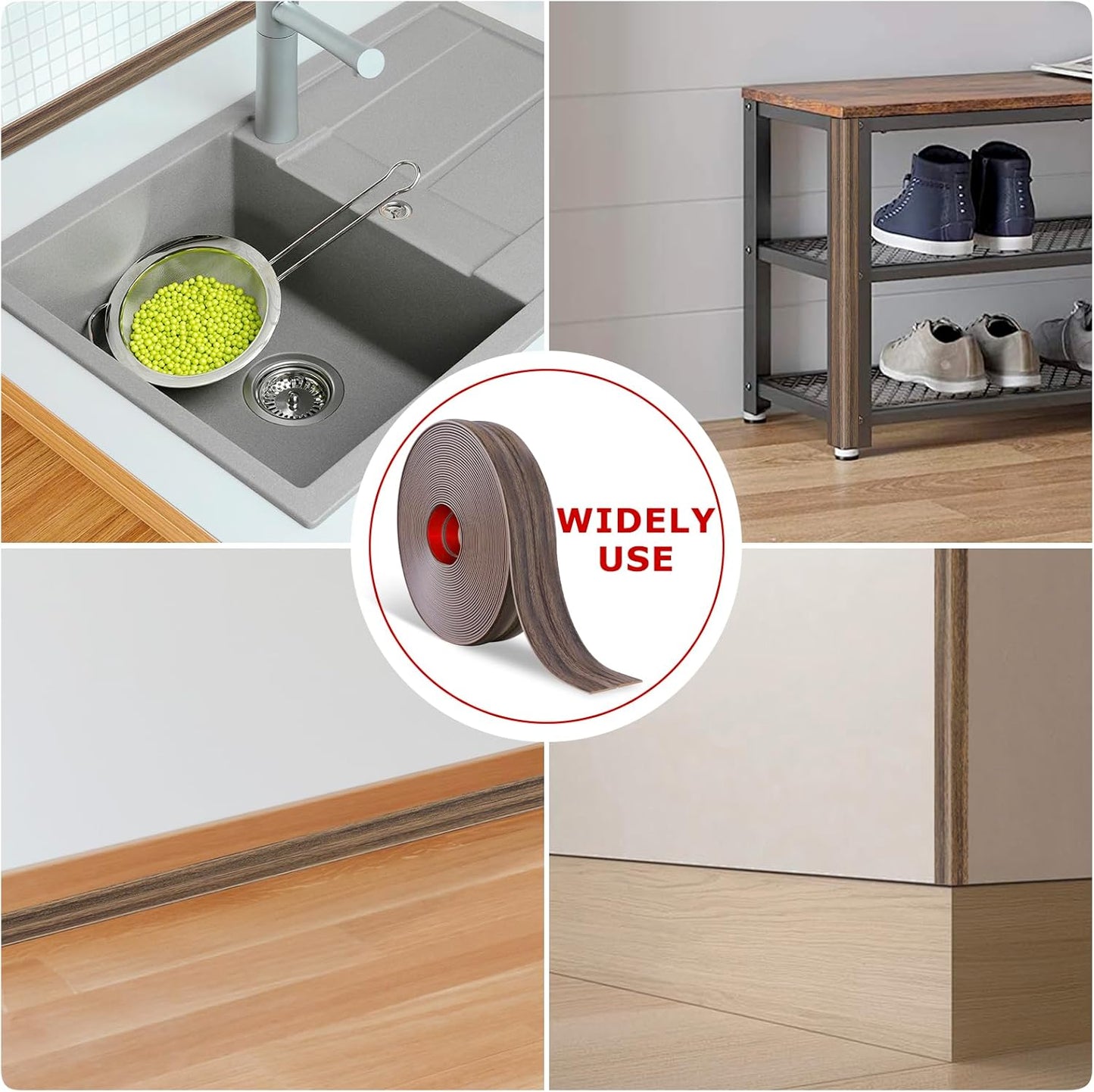 Flexible Wall Corner Protector Moulding Trim Peel and Stick Wall Corner Guards Edge Protector Self Adhesive Molding Trim Strip for Edge Ceiling (Smoked Brown Wood Grain, 2.4 in x 20 Ft)