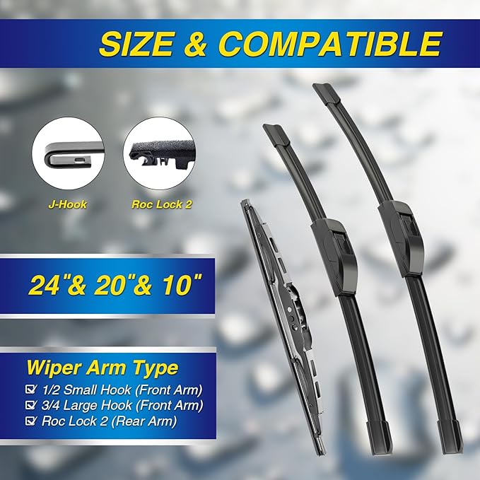 5 PLUS® Windshield Wipers Replacement for Chevy Traverse 2023-2018 Gmc Acadia 2023-2017,Silicone Water Repellent Wiper Blades-24"/20"/10"(Set of 3), OEM Fit, All-Season, Easy Installation