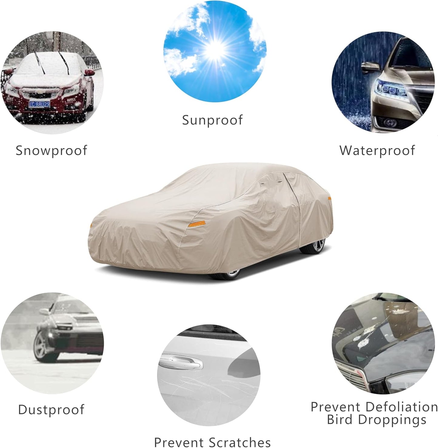 Heavy Duty Outdoor Car Cover Custom Fit for Ford Mustang, Windproof All Weather Waterproof Sun Rain UV Dust Snow Protection Outdoor Car Covers