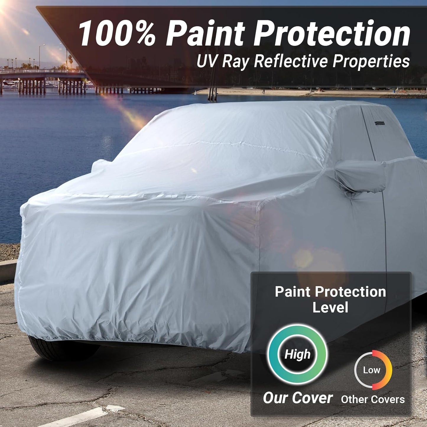 iCarCover Fits 2016-2023 Tacoma Double Cab, 5.0 ft Short Bed Toyota Truck Cover Automobiles Form-Fit Padded Full Exterior Waterproof Automobiles Protection Covers