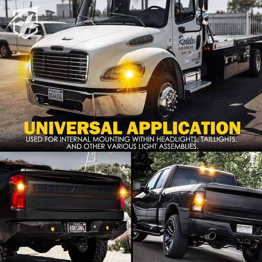 Xprite Amber LED Hideaway Strobe Lights Kit 20 Flashing Patterns w/Control Panel Headlights Taillights Fog Light Mounting, for Roadside Emergency Vehicles Trucks SUV Vans Cars UTV ATV 8 PCs