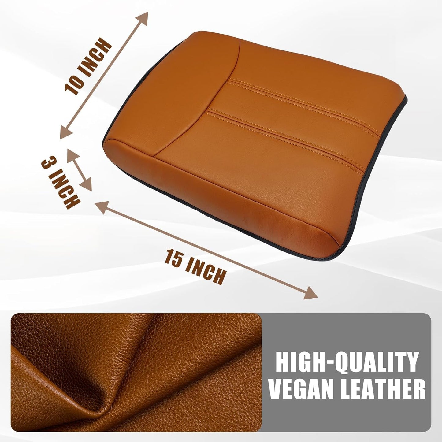 Muslogy Center Console Cover Compatible with Honda Pilot 2023 2024 2025, 2024-2026 Ridgeline/Passport Accessories Armrest Pad Lid Cushion Console Protector Vegan Leather Extra Soft(Light Brown)
