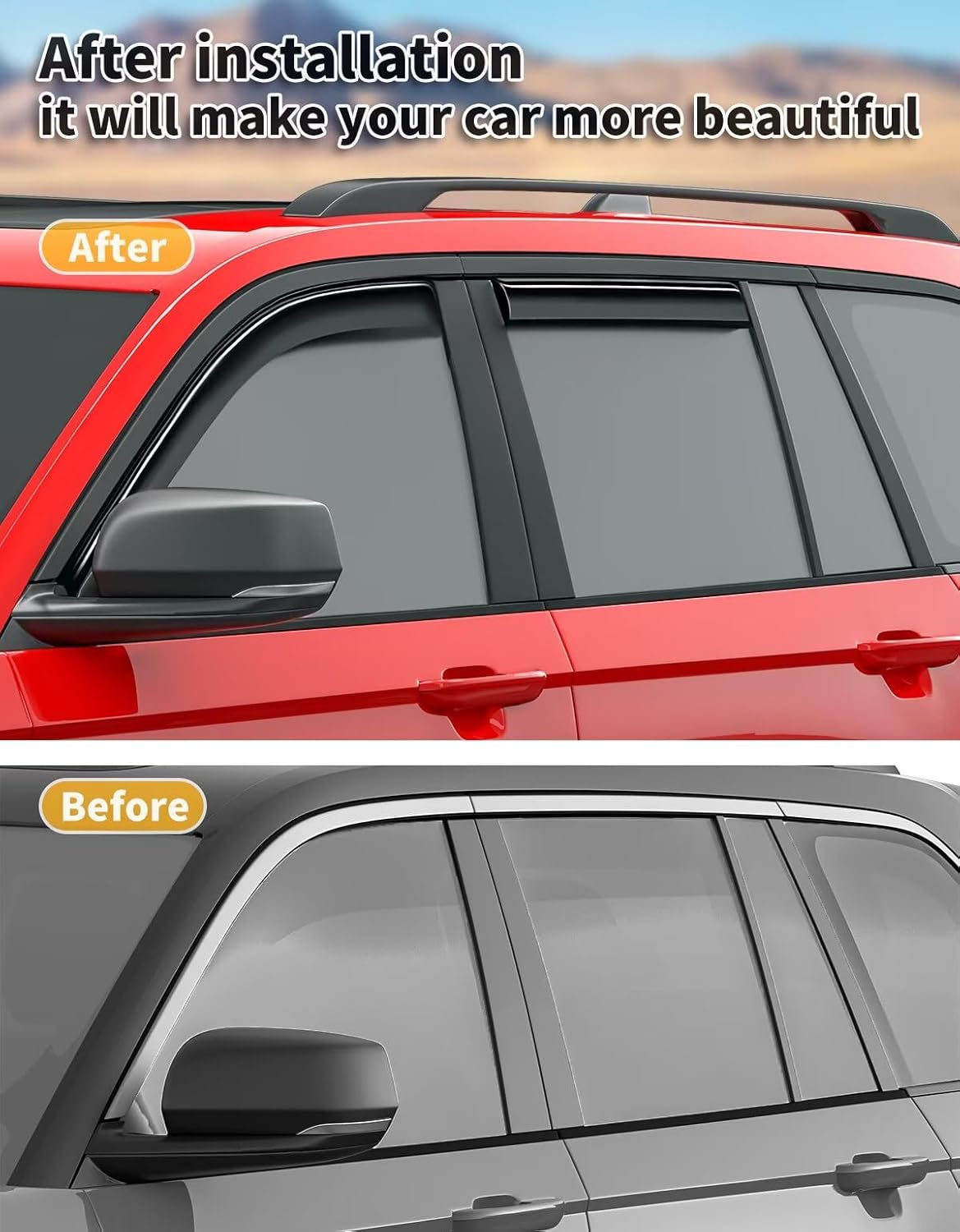 in-Channel Window Rain Guards Fit for Jeep Grand Cherokee(Not for L) 2022-2025 Double Cab Extra Durable Window Visors Window Deflectors Vent Visors Vent Shades Car Accessories-4 pcs 2-Q06