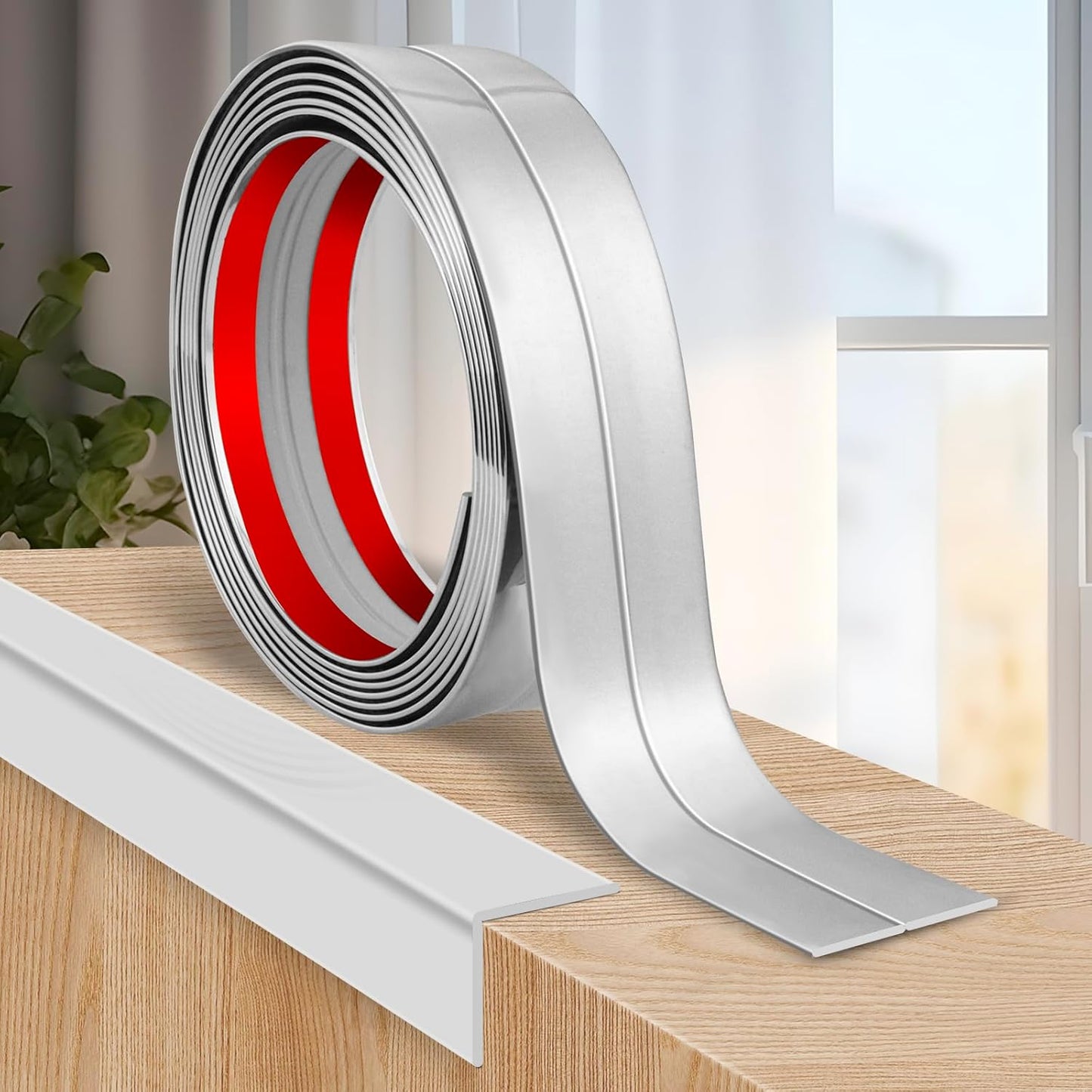 Flexible Wall Corner Protector Moulding Trim Peel and Stick Wall Corner Guards Edge Protector Self Adhesive Molding Trim Strip for Edge Ceiling (Silver, 0.8 in x 20 Ft)