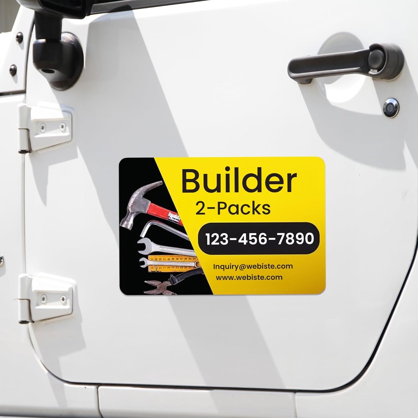 Custom Car Magnet Signs for Businesses (16"x22" Builder) 2 pk - Personalized Car Magnets for Builder, Contractor and Advertising - Advertising Magnets for Cars Door - Professionally Printed