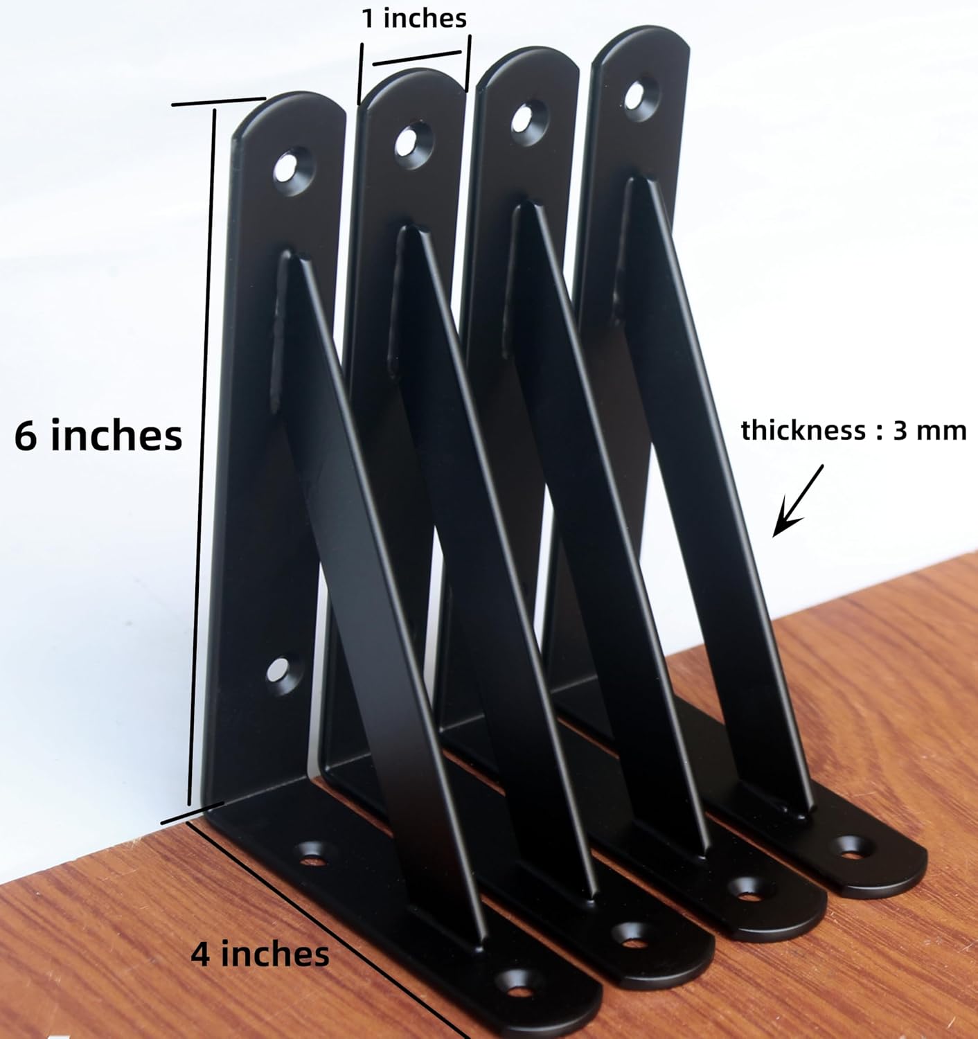 8 Pack L6 x H 4" Black Heavy Duty Shelf Brackets with Screws Metal Shelf Brackets Shelf Support Angle Brackets for Shelves L Brackets Heavy Duty Floating Shelf