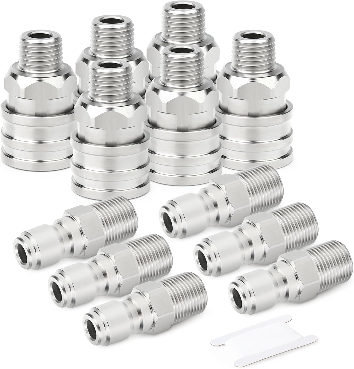 TAISHER 12PCS 304 Stainless Steel Pressure Washer Adapter Kit, Quick Connect Fittings，1/4" Male