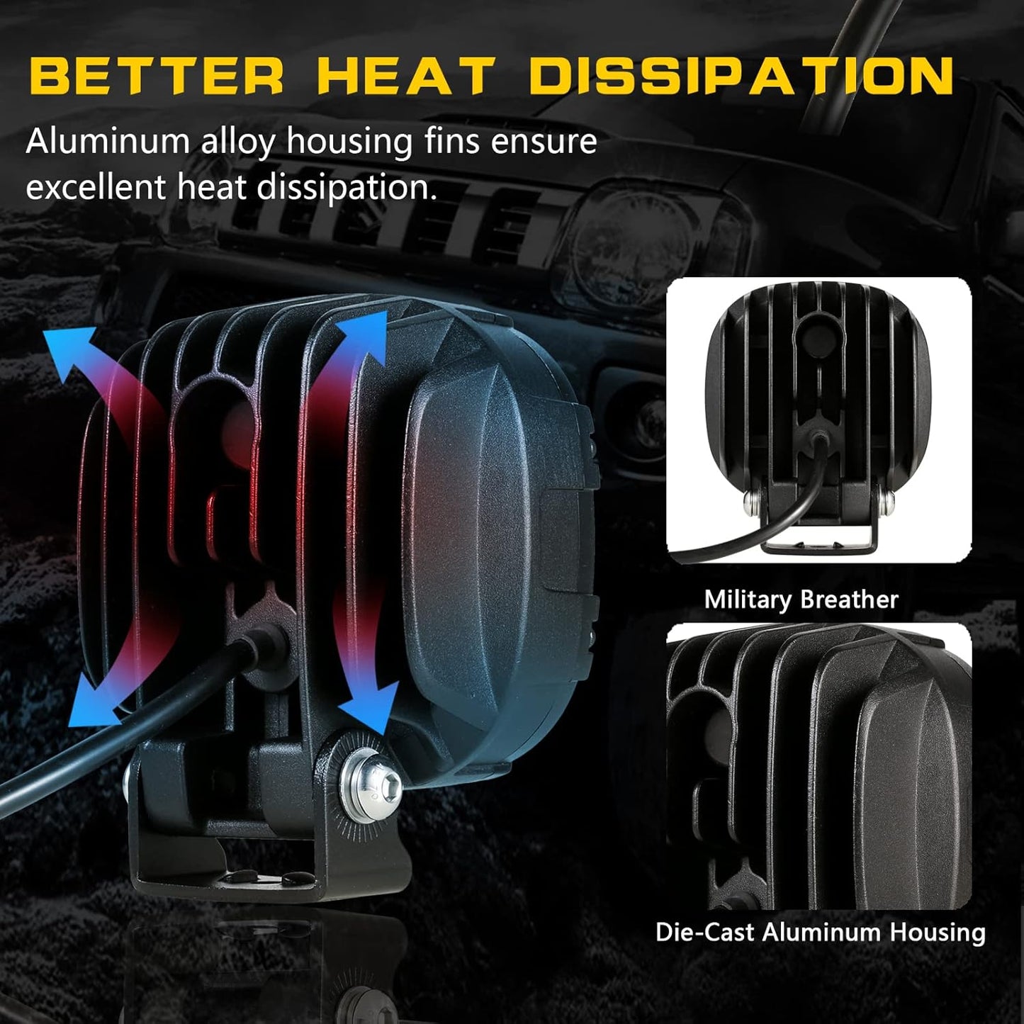 BIGLION.X 4 Inch 160W 18800LM Round LED Offroad Lights Driving Spotlights Fog Light Super Bright Bumper Off Road Driving Light with Wiring Harness IP68 for Pickup Trucks SUV ATV UTV