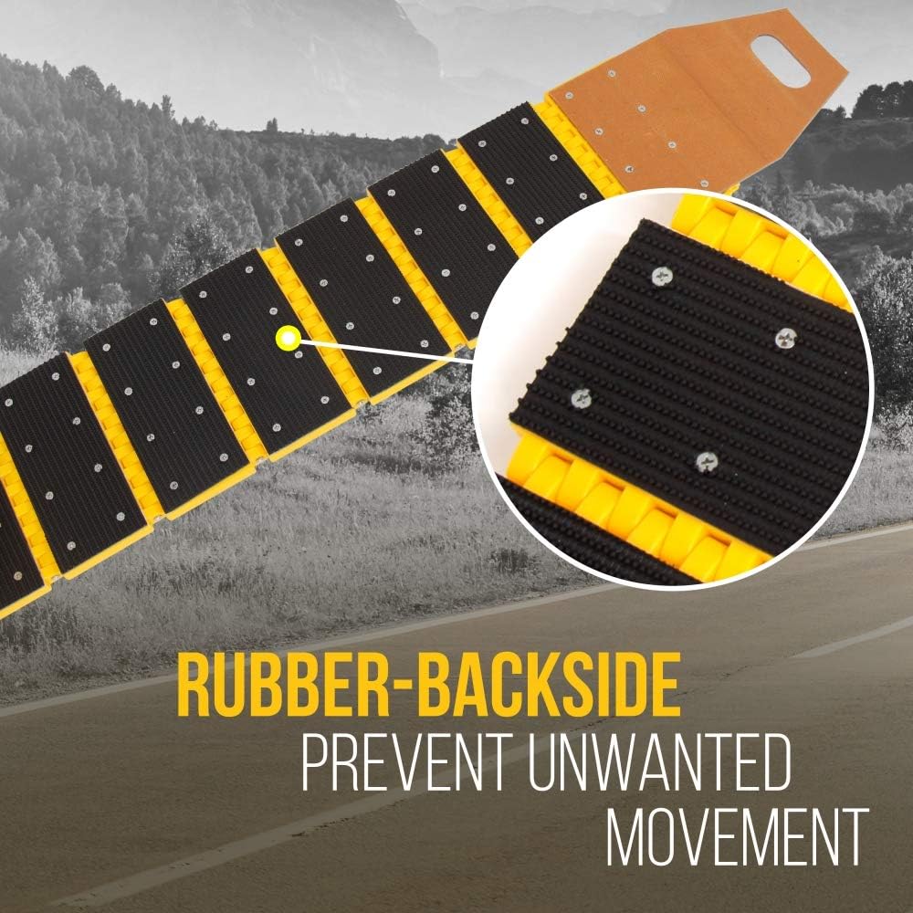 Pyle Portable Vehicle Traffic Speed Bump - 9.8' ft Heavy Duty Reflective Plastic Humps, Car Truck Automotive Vehicles Speed Bumps for Asphalt Concrete Gravel Garage Driveway Roads Parking Lot - PSPD16