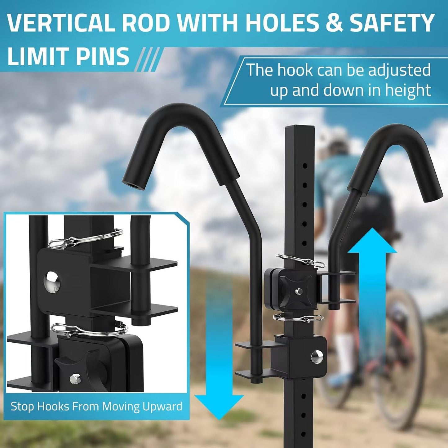 PAULINN Ebike Rack for Tow Hitch, Heavy Duty 2 Bike Folding Bicycle Car SUV Racks for E Bike,Fat Tire and Standard, 2" Hitch Receiver, 200 LBS