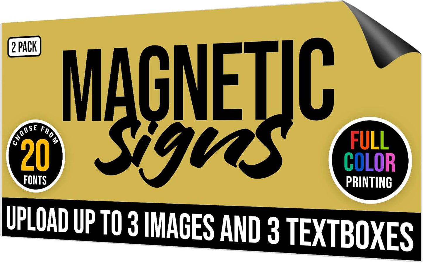 2-Pack,12"x24" Custom Magnet Signs in Full Color for Business and Advertising, 30 mil Customized Vinyl Car Magnets, Personalized Magnetic Sheets for Company Storefront & Vehicles (Sharp Corners)