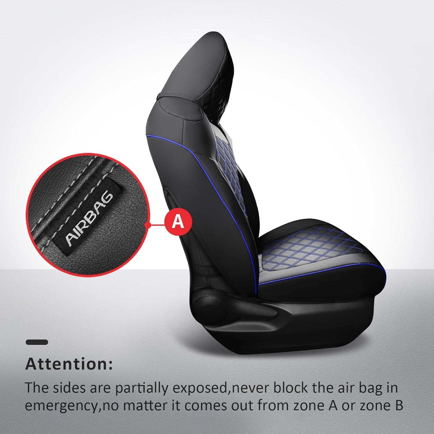 MIROZO Seat Covers for Rav4 Non-Hybrid,Faux Leather Car Seat Covers Compatible with 2019-2025 Toyota RAV4 LE,XLE,XLE Premium,Limited (Black and Blue,Not for Hybrid,Adventure&TRD-Off)