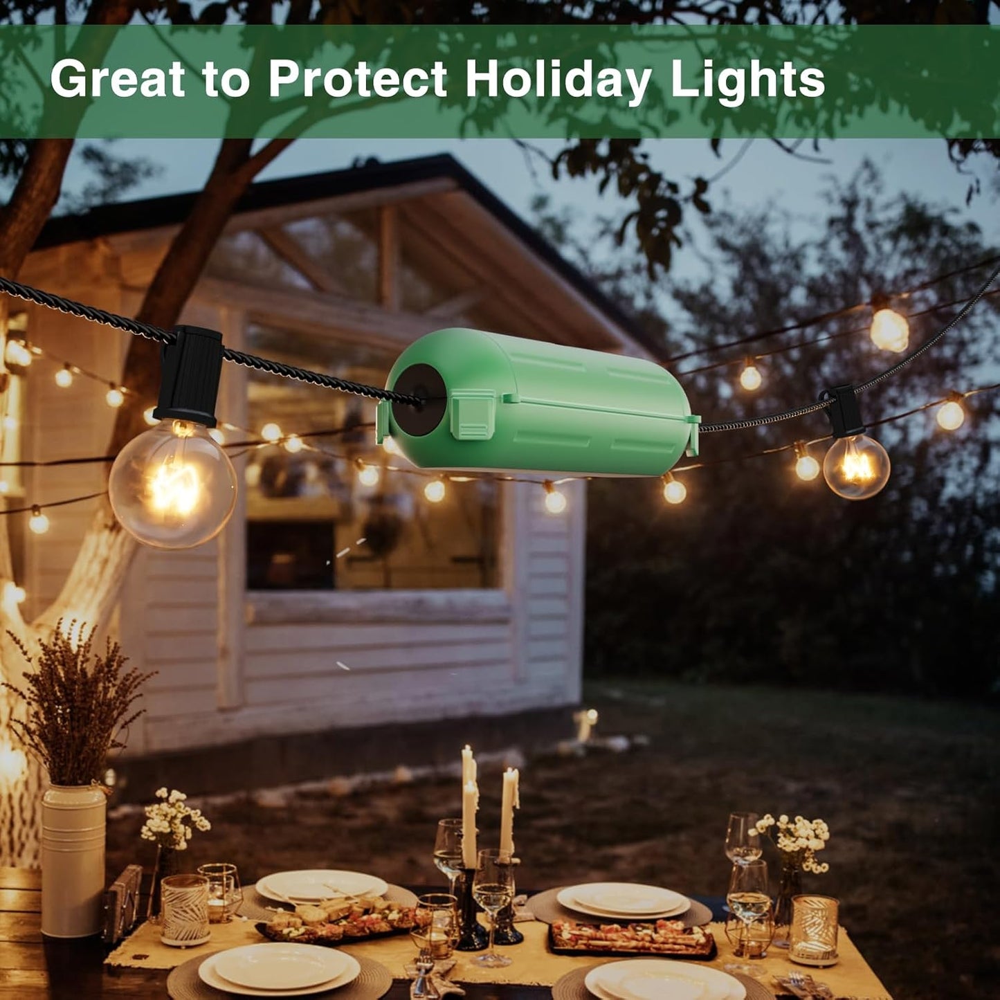 Flemoon [6 Pack] Outdoor Extension Cord Safety Cover with Waterproof Seal, Weatherproof Electrical Connection Box to Protect Outdoor Outlet, Plug, Socket, Christmas Holiday Decoration Light, Green