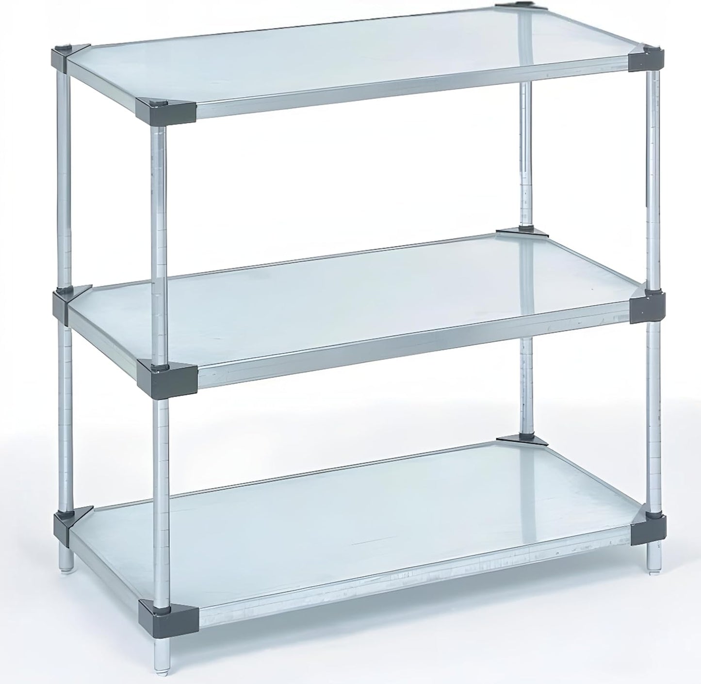 Omega 3-Tier Solid Galvanized Shelves, 14" Deep x 48" Wide x 34" HighHeavy Duty Storage Rack, Shelving Unit, NSF Certified, Ideal for Kitchen Garage Office Restaurant Warehouse 800-lb Capacity