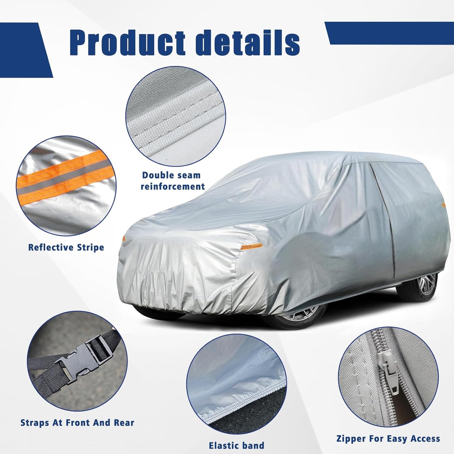 Kayme 6 Layers Car Cover Custom Fit for Toyota Sienna (1997-2025) Waterproof All Weather for Automobiles, Outdoor Full Cover Rain Sun UV Protection.Silver