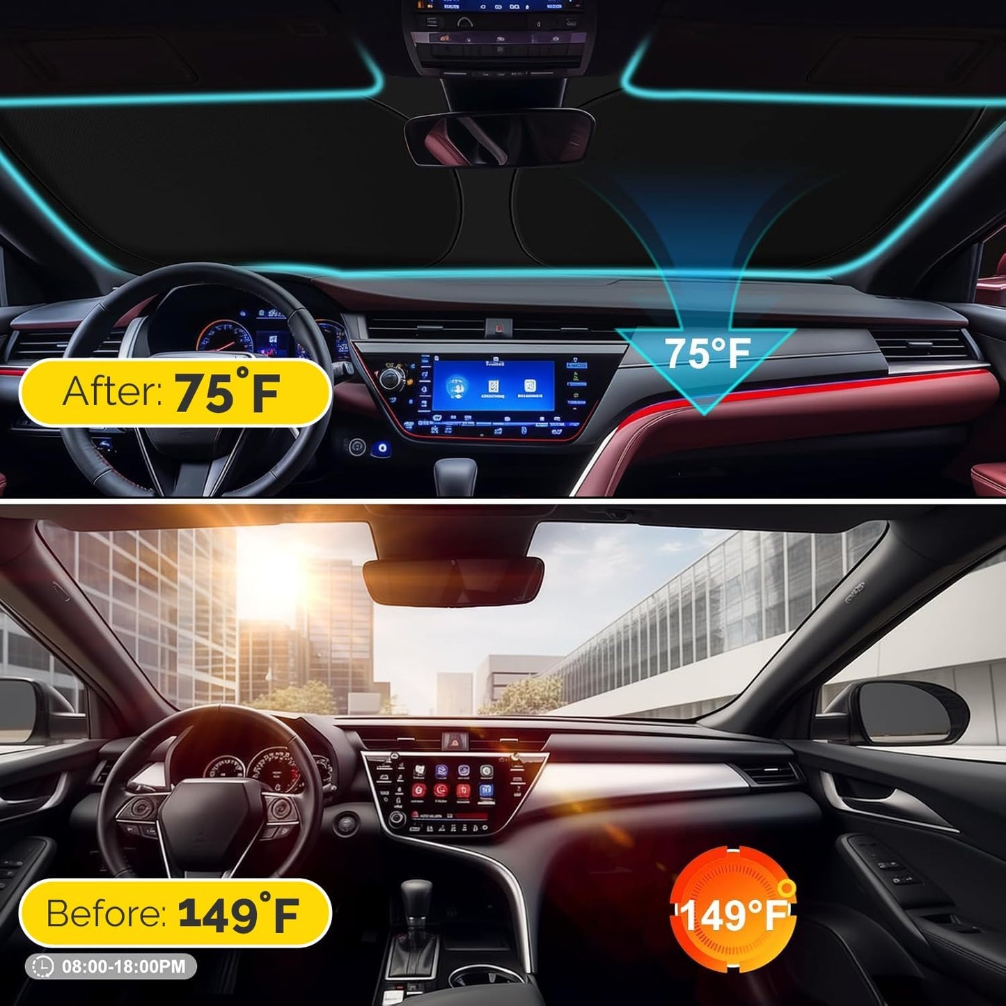 Car Windshield Sun Shade Compatible with 2020 2021 2022 2023 2024 2025 Toyota Corolla Accessories Foldable Front Window Sunshade Custom Windshield Cover Sun Visor Block UV Rays