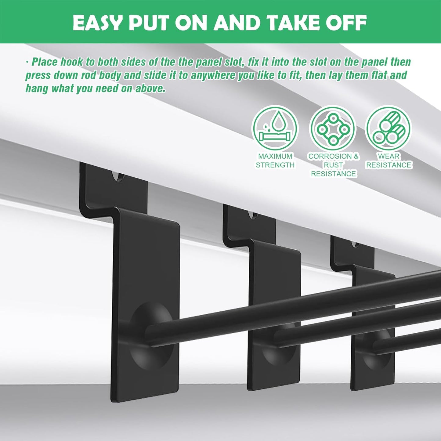 Yuahar Slatwall Hooks 50Pcs 4/6 Inch Slatwall Accessories Heavy Duty Slat Wall Hanging Hooks Panel Display Hooks Pegboard Gridwall Display Hook for Garage Retail Shop (Black)