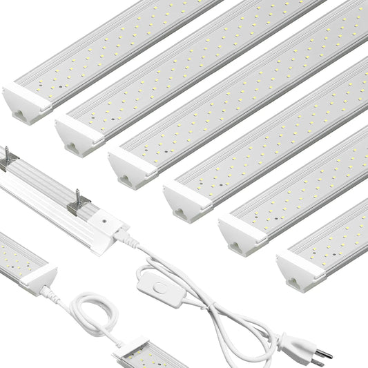 6 Pack LED Shop Light 2FT 30W, 4350LM 5000K Utility Garage Lights, Linkable Daylight White Ceiling Light Fixture, LED Tube Light, Under Cabinet Light