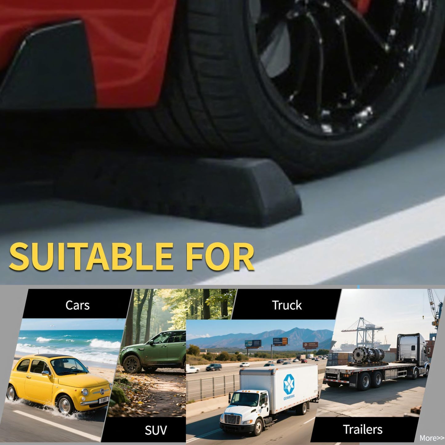 Parking Stopper for Garage Floor, Heavy Duty Rubber Car Wheel Curb Stoppers Bumpers Block for Your Vehicle, Parking Aid Gadgets Tire Stops for Home Garage Wall, Parking Lot & Driveway 1 Pack