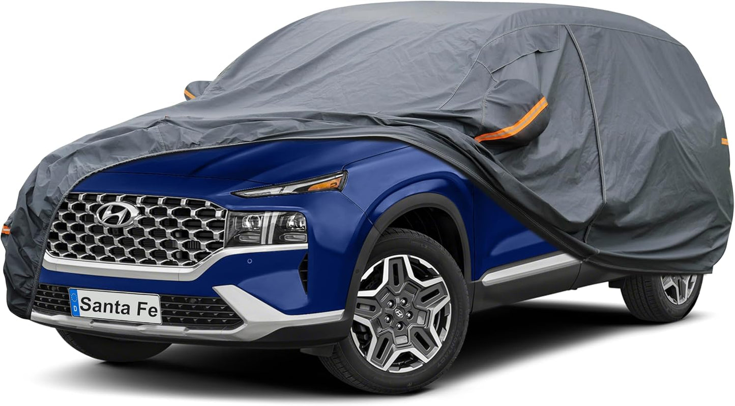 Premium Car Cover Custom Fit Hyundai Santa Fe (2006-2025), 16 Layers Heavy Duty Car Cover Waterproof All Weather with Zipper Door for Sun Rain Snow Dust Uv Protection