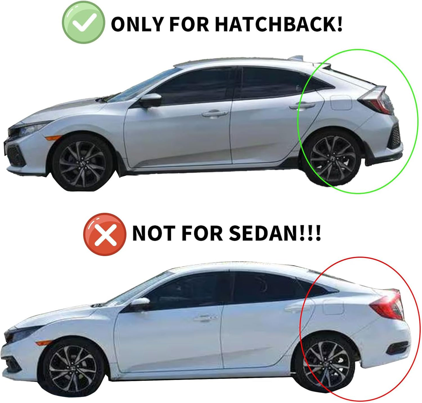 Window Visors Rain Guards Shield for 2016-2021 Honda Civic Hatchback, Out-Channel Window Vent Wind Deflectors Visors Shades for 16-21 Civic (Not for Sedan