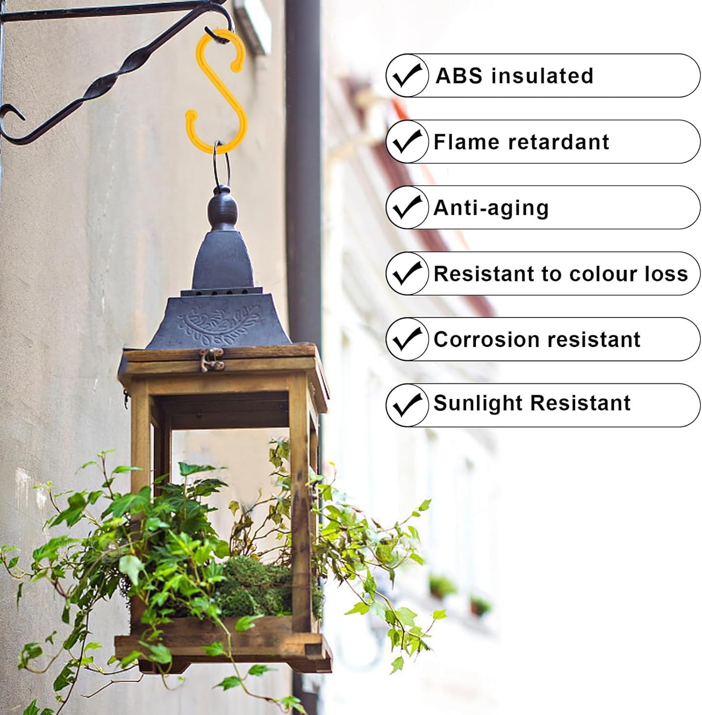 6 Pack Heavy Duty S Hooks, 5.82Inch Hooks for Hanging Heavy Duty, Sturdy Non Slip Yellow S Hooks for Hanging Closet,Kitchen,Bathroom,Garden Tools,Industry