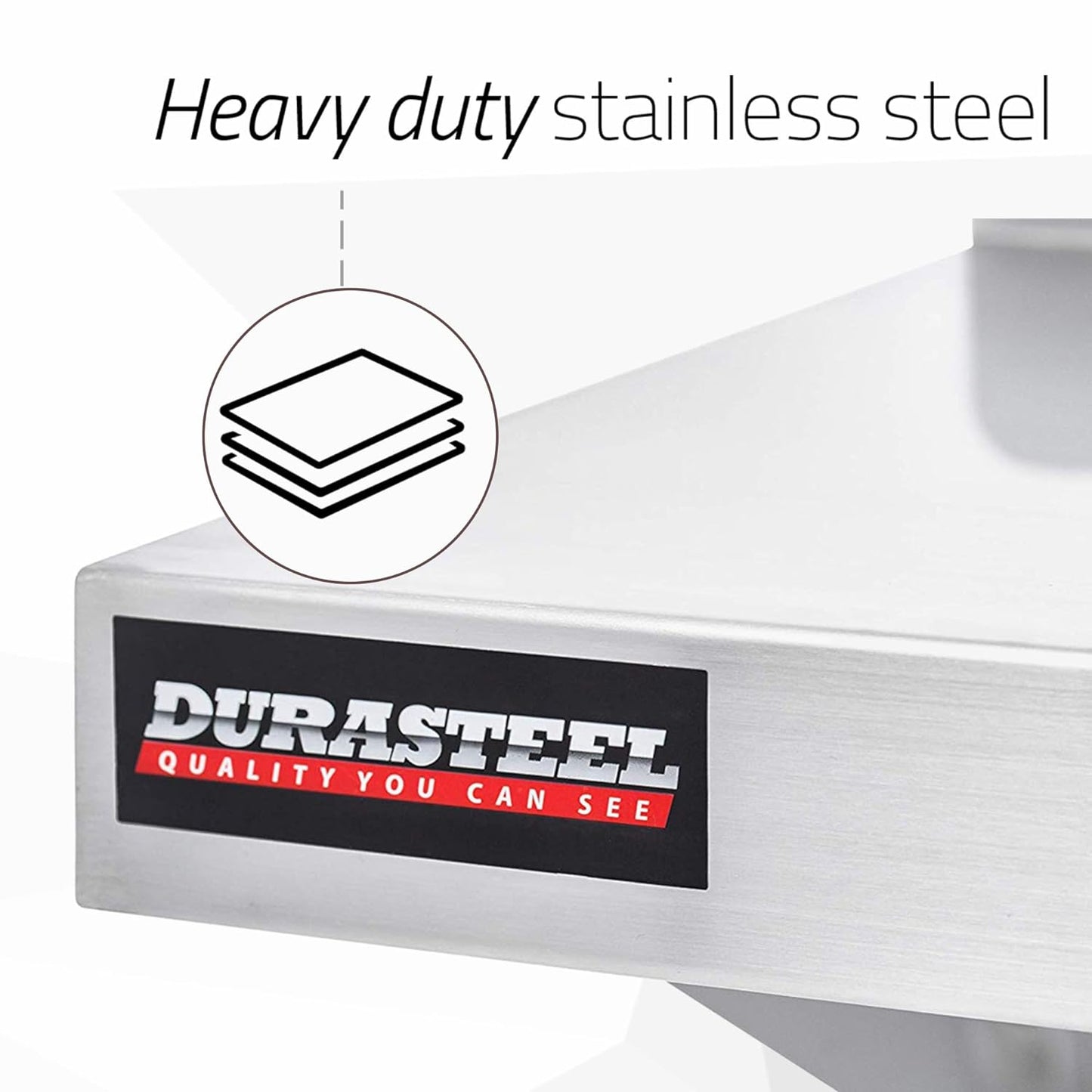 DuraSteel Stainless Steel Wall Shelf - 24" Wide x 12" Deep Commercial Grade - NSF Certified - Industrial Appliance Equipment (Restaurant, Bar, Home, Kitchen, Laundry, Garage and Utility Room)