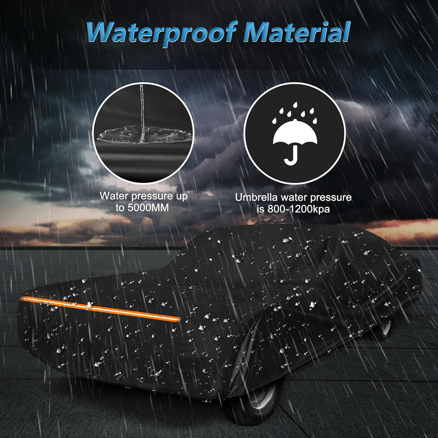 Car Cover for Chevy Caprice 2/4 Door Coupe/Sedan 1966-1996, Waterproof 210D Oxford Cloth and Cotton Cover Outdoor Full Car Covers with Zipper Windproof Heavy Duty All Weather Protectio