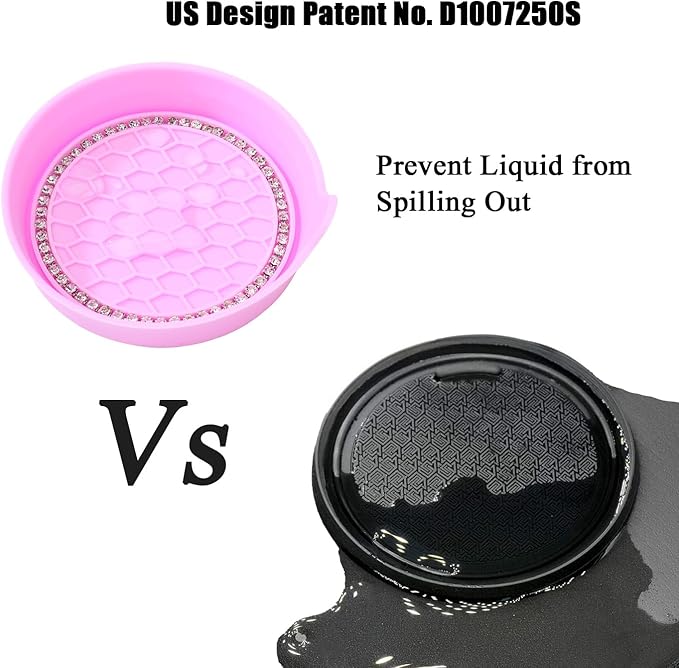 Amooca Car Cup Coaster Universal Non-Slip Cup Holders Bling Crystal Rhinestone Car Interior Accessories 2 Pack Pink