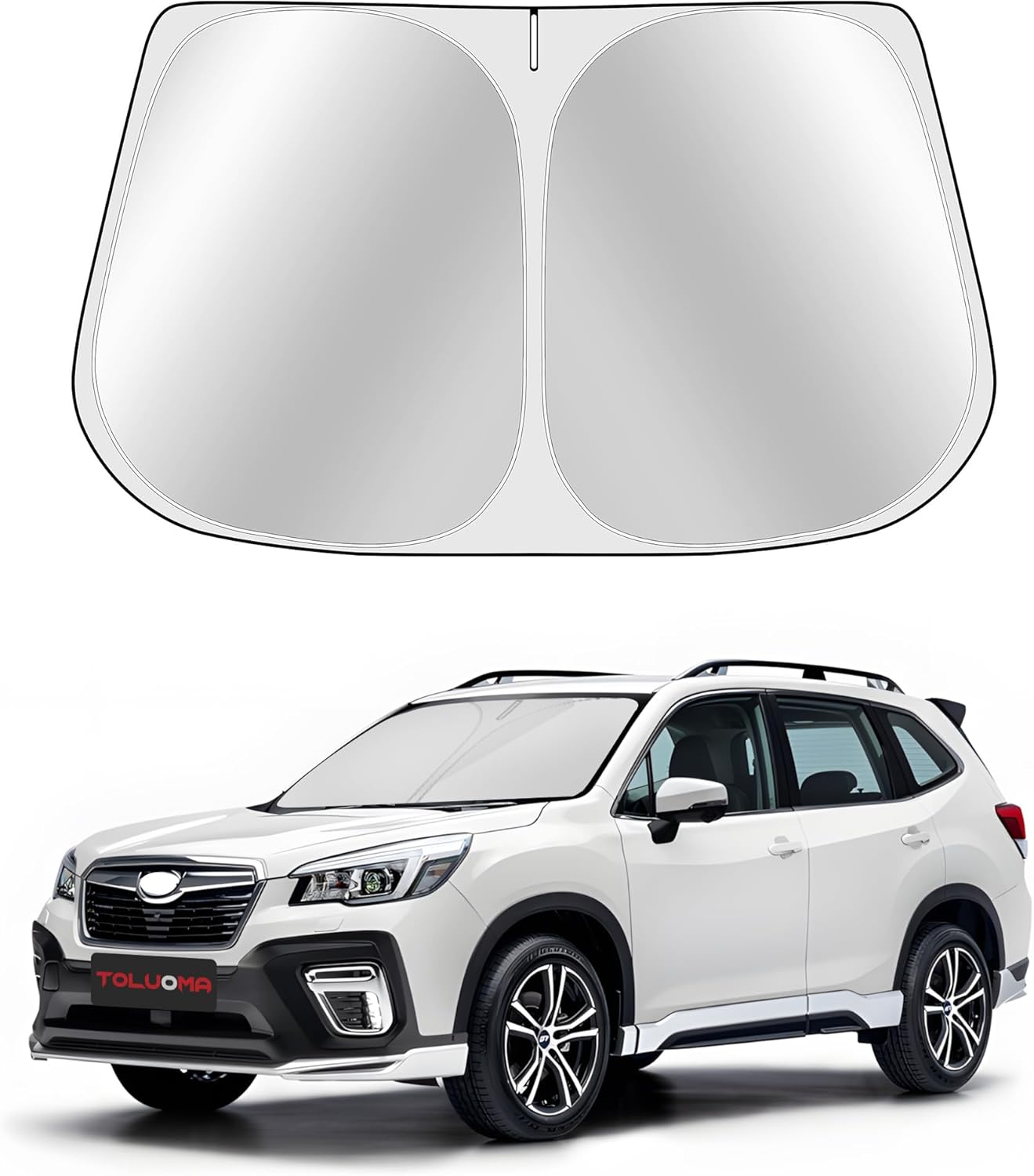 Custom Fit Windshield Sun Shade for S-UBA-ru Forester 2025 - Full Coverage, 210T Reflective Fabric, Double-Layer Design - Blocks 99% UV Rays, Keeps Car Cool, Easy to Install and Store