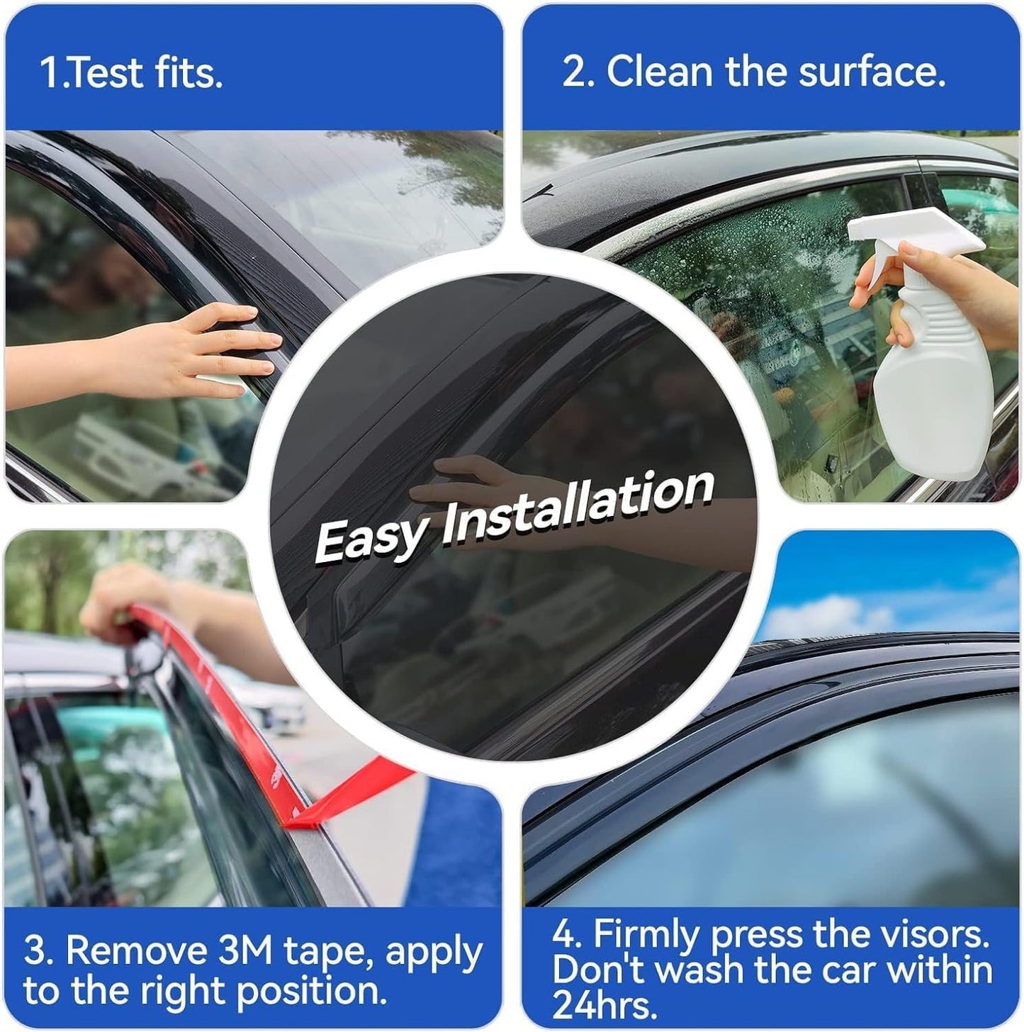 Window Visors Rain Guards Shield for 2011-2021 Jeep Grand Cherokee, Out-Channel Window Vent Wind Deflectors Visors Shades for 11-21 Grand Cherokee (Not for Grand Cherokee L)