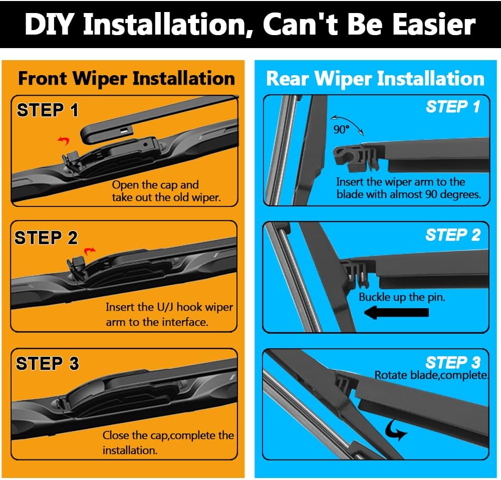 AUTOBOO 22"+21" Windshield Wipers with 11" Rear Wiper Blade Sets Replacement for Jeep Grand Cherokee 2014 2015 2016 2017 2018 2019 2020 2021-Original Factory Quality (Pack of 3)