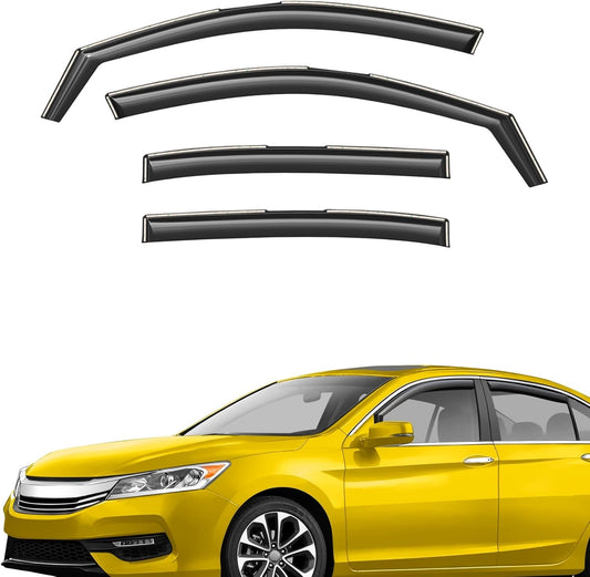 Extra Durable Window Deflectors in-Channel Window Visors Rain Guards Fit for Honda Accord 2013-2017 Sedan, Sun Visors, Wind Vent for Shades, Exterior Car Accessories - 4pcs. AG0749