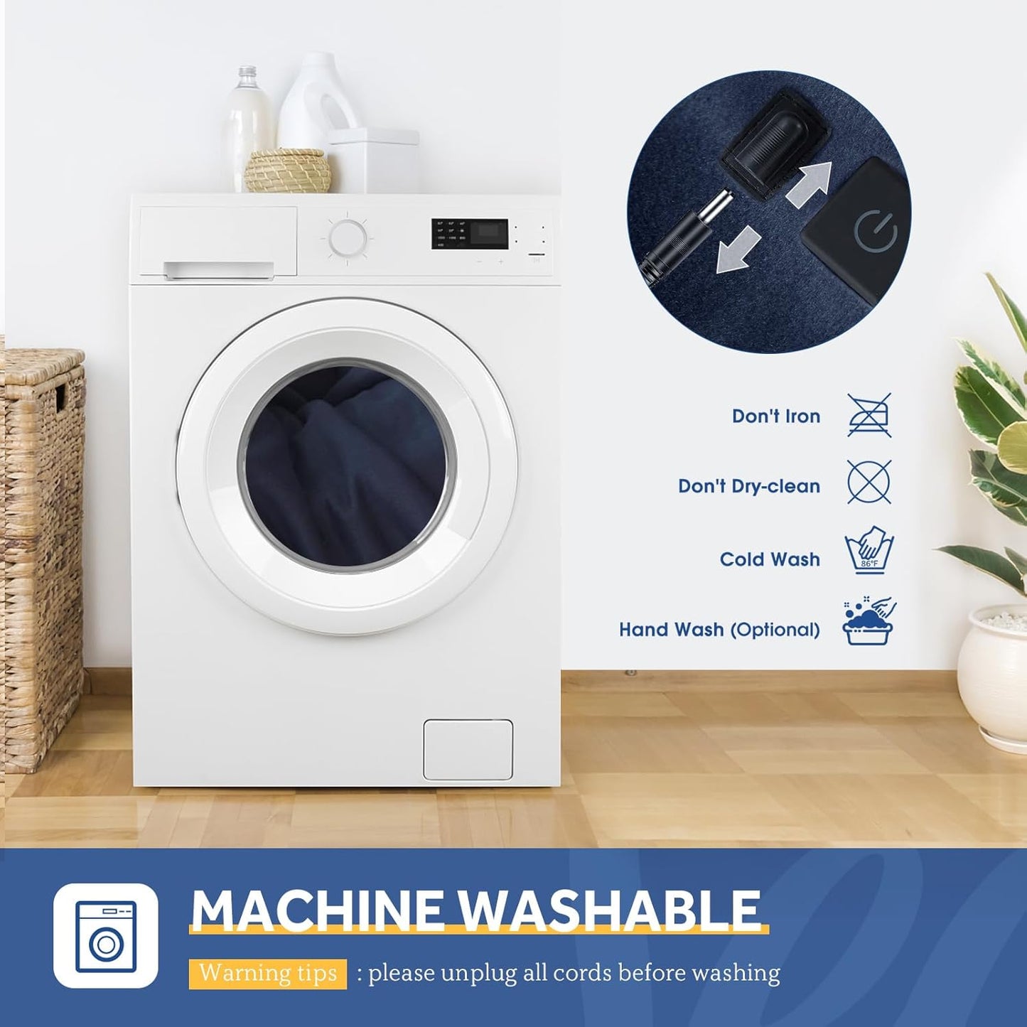 Sealy 12-Volt Heated Car Blanket with 2 USB Output Ports, 3 Heating Levels & 4 Hours Auto Off, Electric Blanket for Car, Truck, SUV, RV or Camping, Machine Washable, 59" X 43", Navy