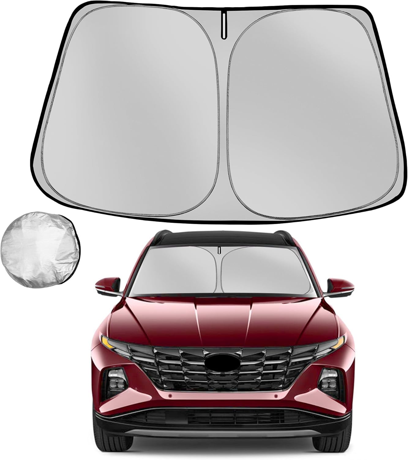 Windshield Sun Shade for 2022-2025 Hyun-dai Tucson Foldable Sun Sunshade for Car Front Window Blocks UV Rays and Heat Automotive Interior Protector Custom Fit Accessories