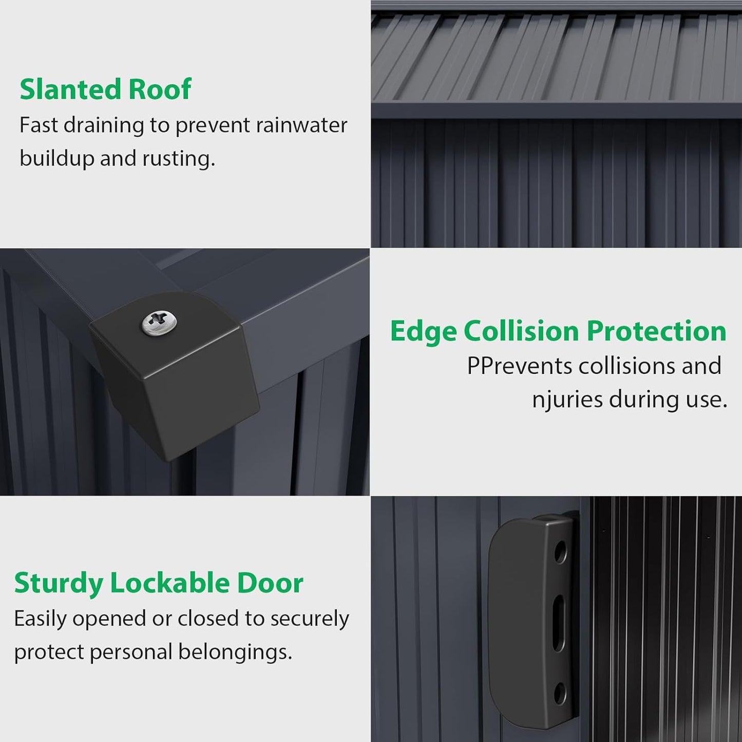 Outdoor Storage Shed 8 x 12 Ft, Outdoor Tool Metal Shed with Lockable Door, Air Vents and Sloping Roof, Metal Aluminum Waterproof Tool Sheds for Yard, Garden, Patio, Garage, Lawn, Gray