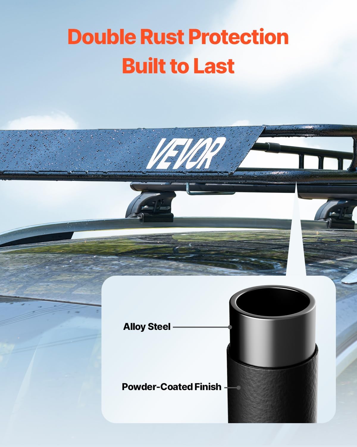 VEVOR Roof Rack Basket, 84 x 39 x 4.1 in, Universal Rooftop Cargo Carrier with 7.9 x 3.9 x 10.2 in Cargo Bag, Net, Ratchet Straps, 250 lbs Max Load Capacity Car Top Luggage Holder, for SUV Truck Car