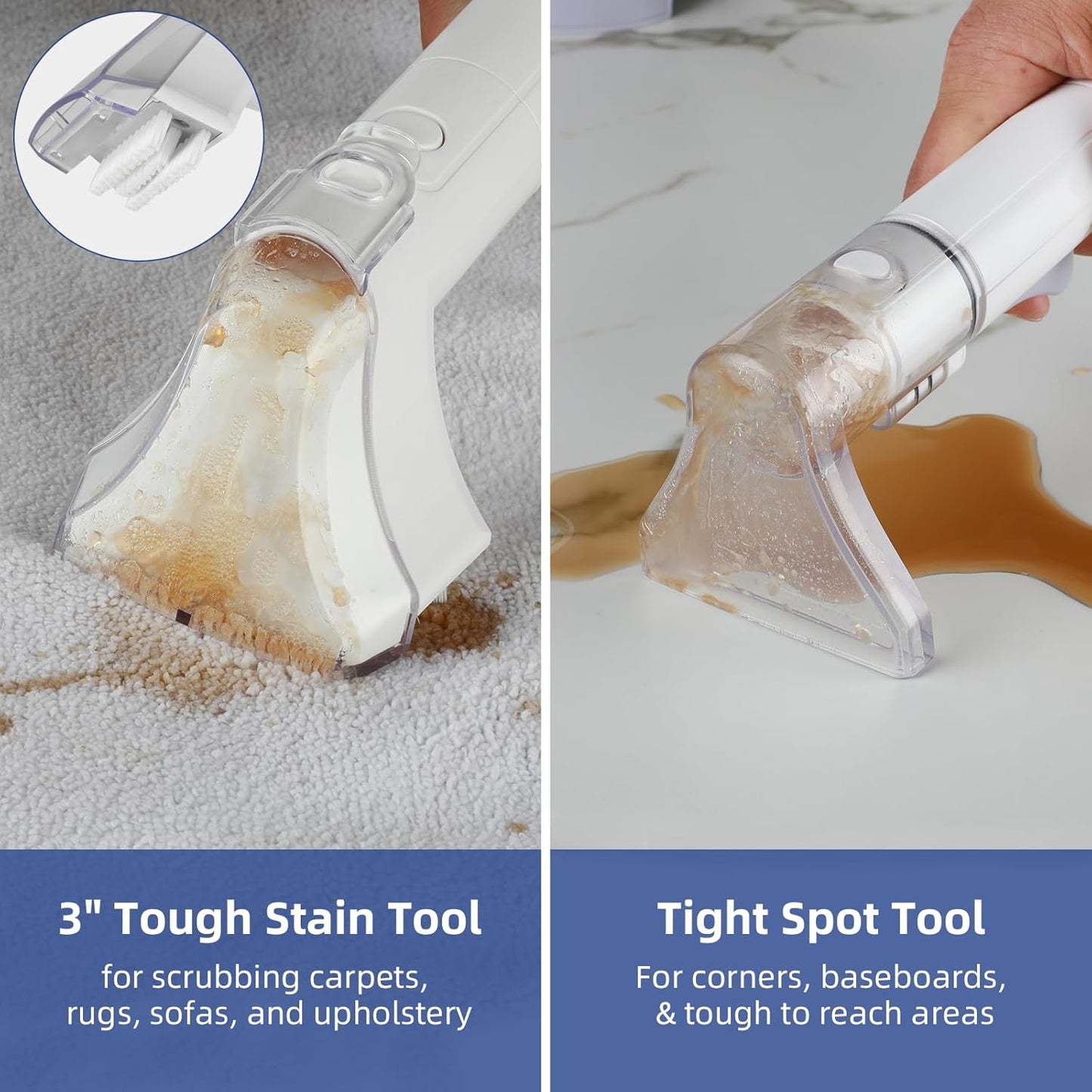 Carpet Cleaner Machine 10.5Kpa Strong Suction, 400W Powerful Motor, Portable Upholstery Cleaner with Spot and Stain Remover for Pet Accident, Rugs, Carpet and Upholstery, White