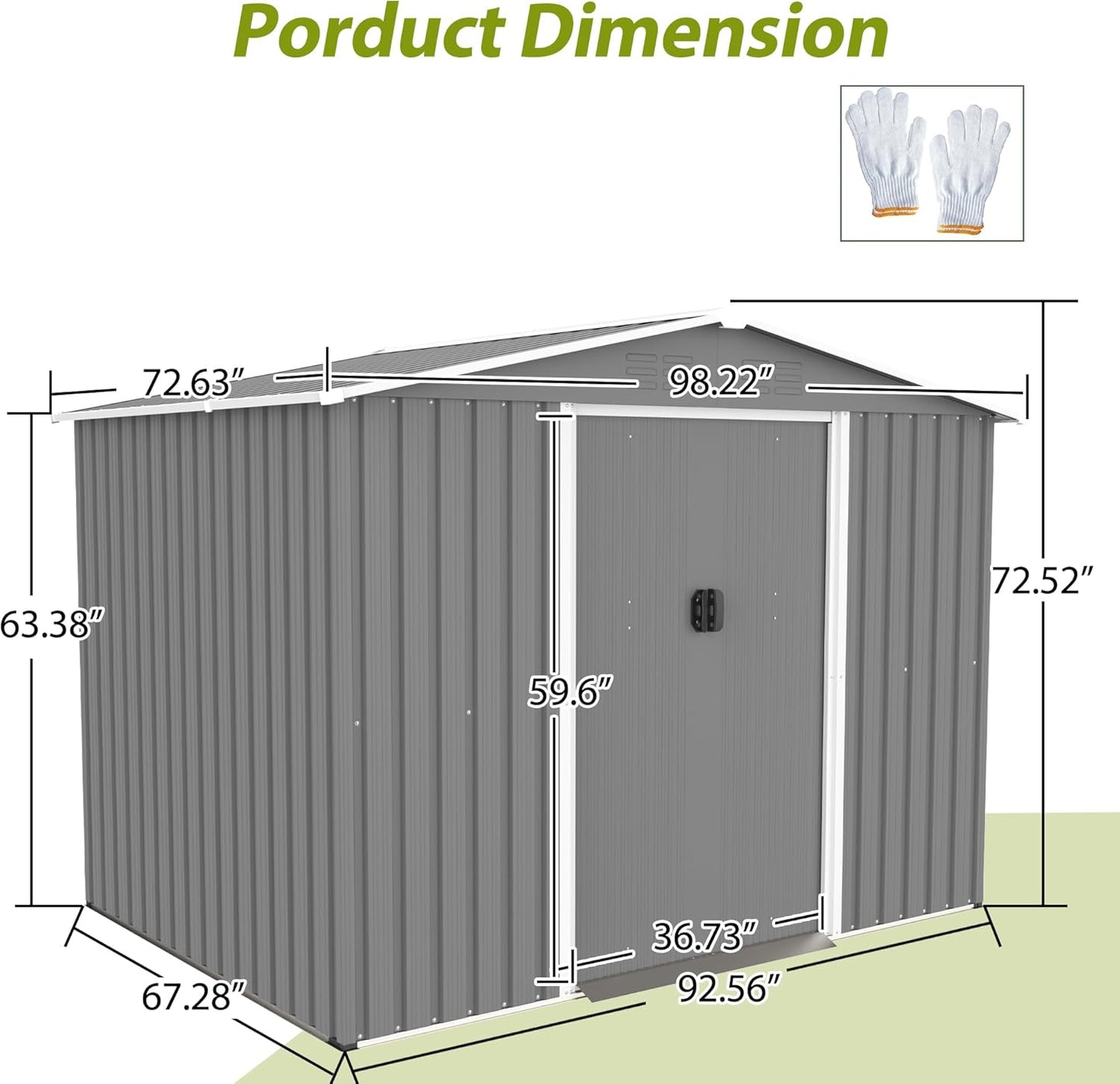 8x6 FT Outdoor Metal Storage Shed with Lockable Door & Floor Frame, Heavy-Duty Garden Tool Shed, Weatherproof Steel Utility Shed for Backyard, Patio, or Lawn Organization