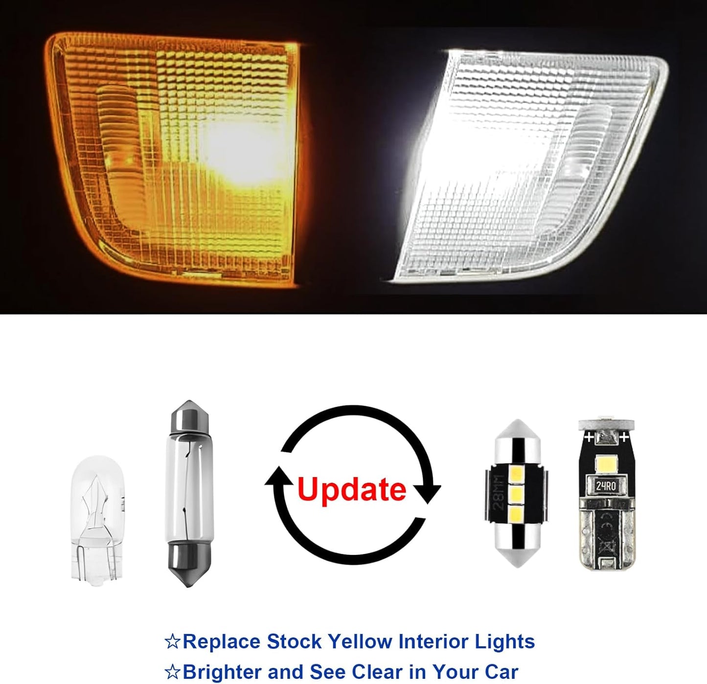 EASY EAGLE LED Interior Car Lights for Toyota-RAV4-2016-2022: 8 Piece Kit White LED Light Bulbs - Super Bright 6000K + Install Tool