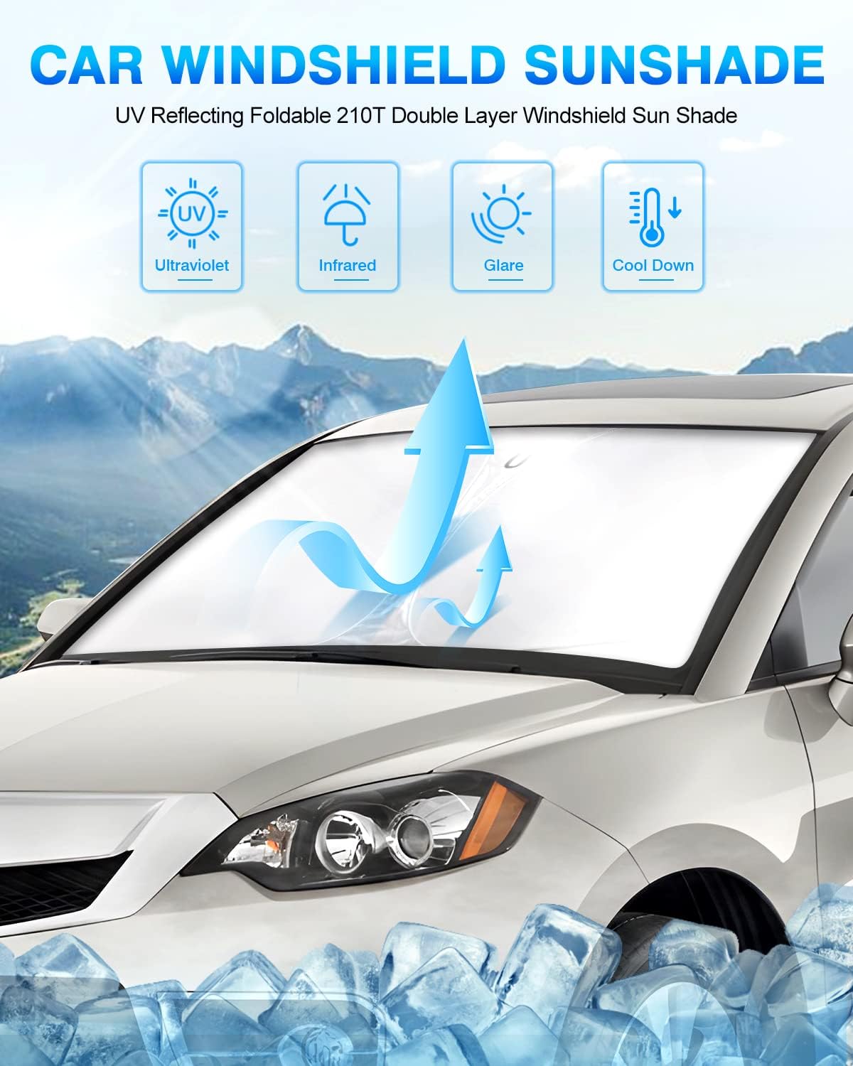 KUST Windshield Sun Shade for Acura RDX 2007–2012 Window Shade Sun Visor Cover Foldable Blocks UV Rays Keep Your Car Cooler