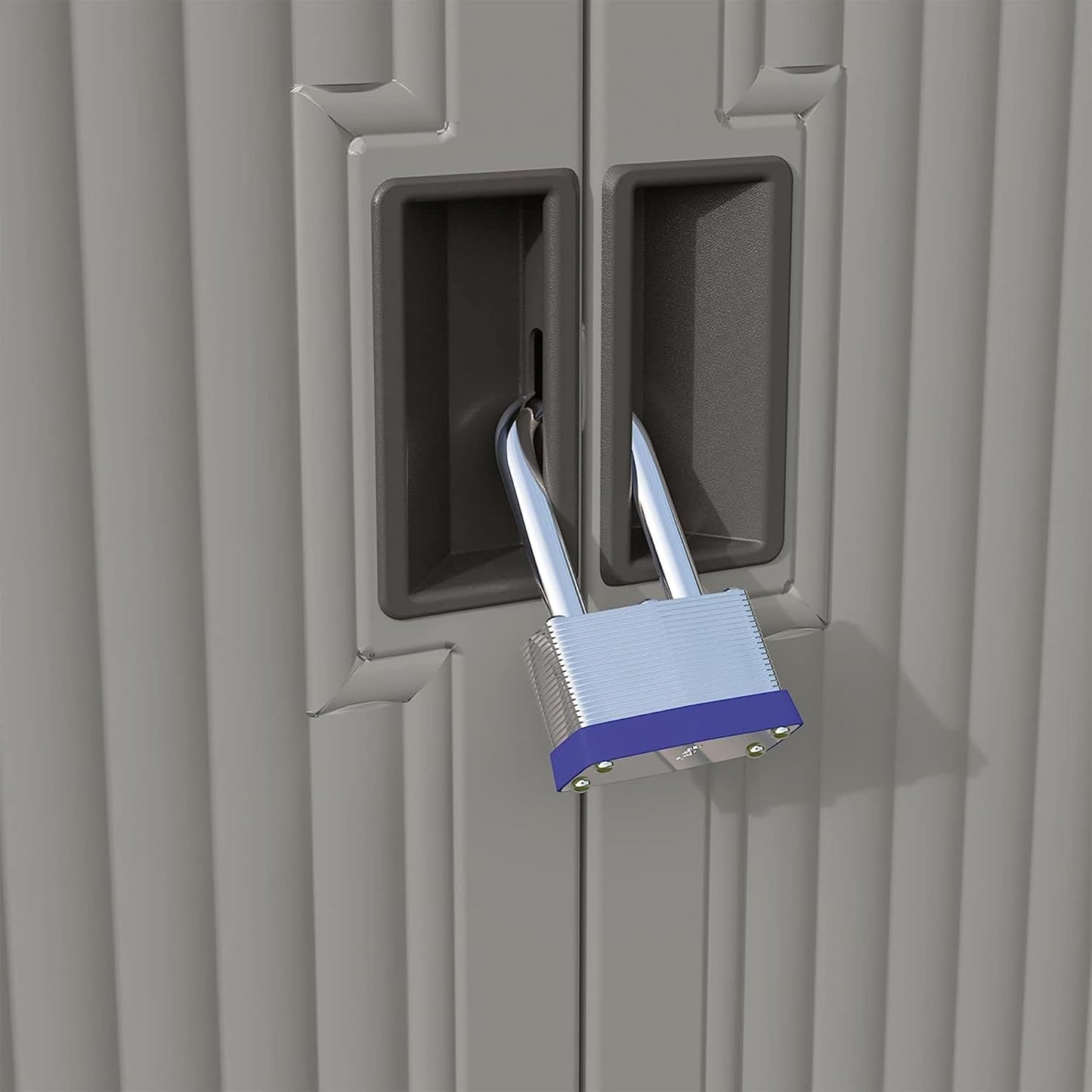 Suncast Outdoor Storage Shed for Patio and Garden, Backyard Oasis, 130 Gallon, Dove Gray