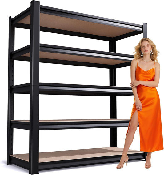 72" H*46'' Storage Shelves 2500lbs Garage Shelving Adjustable Heavy Duty Garage Shelves Easy To Install Metal Shelving Wood Shelving Unit Storage Shelf for Basement Warehouse Industrial Kitchen Pantry