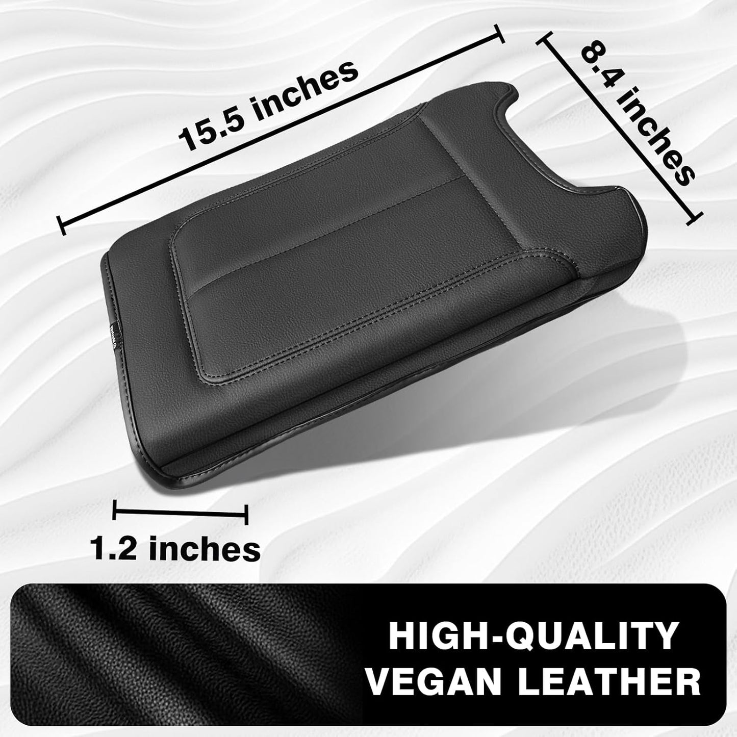 Muslogy Center Console Armrest Cover Compatible with Ford F-150 F150 2009-2014 Comfort Armrest Pad Arm Rest Cushion Vegan Leather Protector Regular Thick(Bucket Seat ONLY)