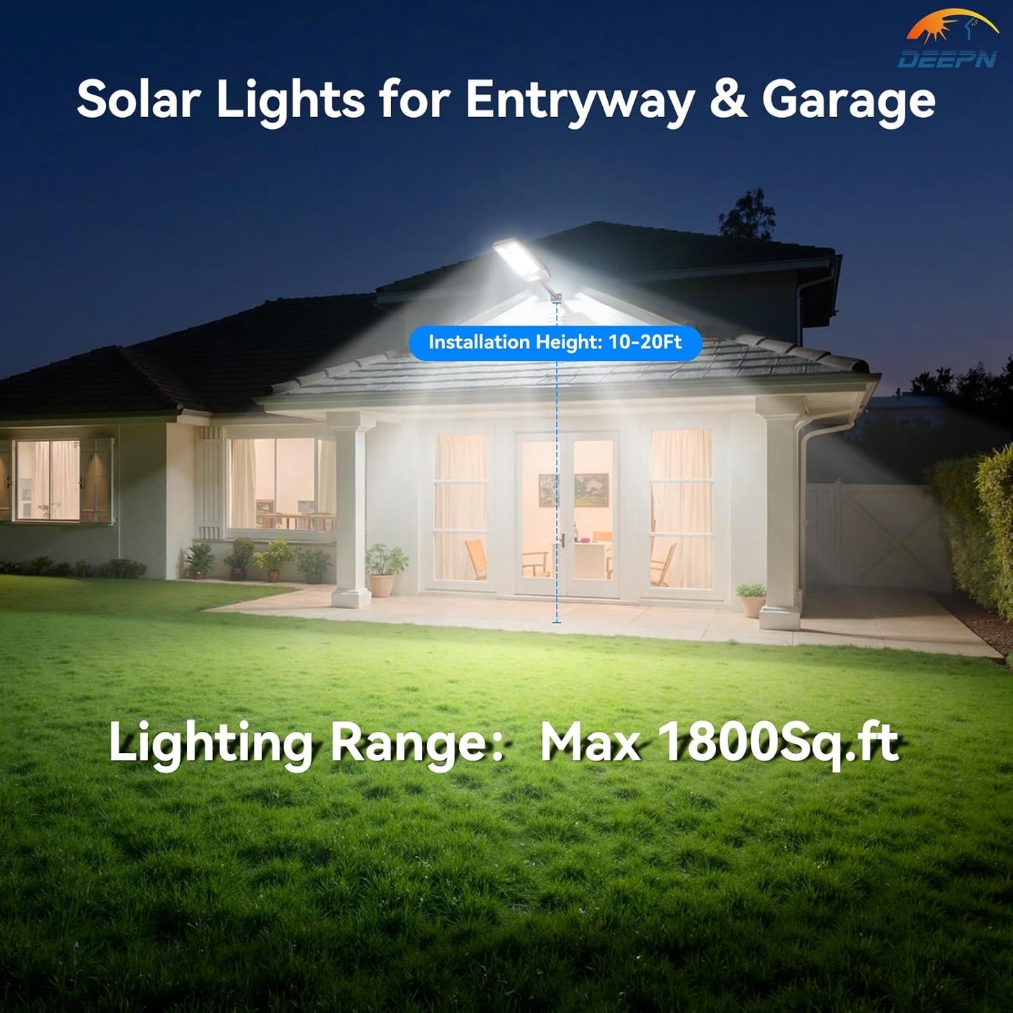 Solar Lights Outdoor for Outside, IP66 Waterproof Street Lights Outdoor, 6500K Dusk to Dawn LED Solar Security Flood Lights Motion Sensor with Remote Control for Yard, Entryway Garage, Porch